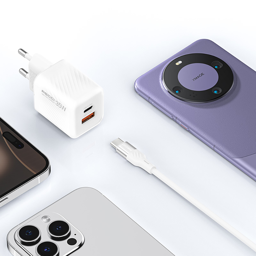 Recci RC83ECC GaN Teknolojili Hızlı Şarj Başlığı USB-A to Type-C PD 35W Kablolu Şarj Seti - 3