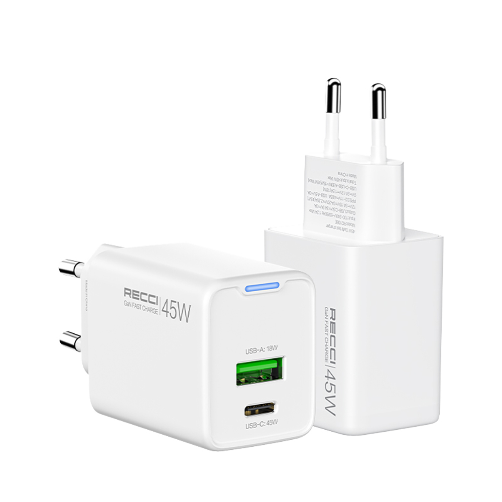 Recci RC108E GaN Teknolojili Hızlı Şarj Başlığı Type-C to Type-C PD 45W Kablolu Şarj Seti - 3