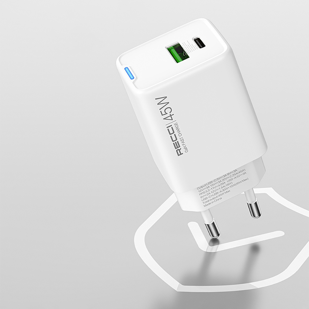 Recci RC108E GaN Teknolojili Hızlı Şarj Başlığı Type-C to Type-C PD 45W Kablolu Şarj Seti - 8