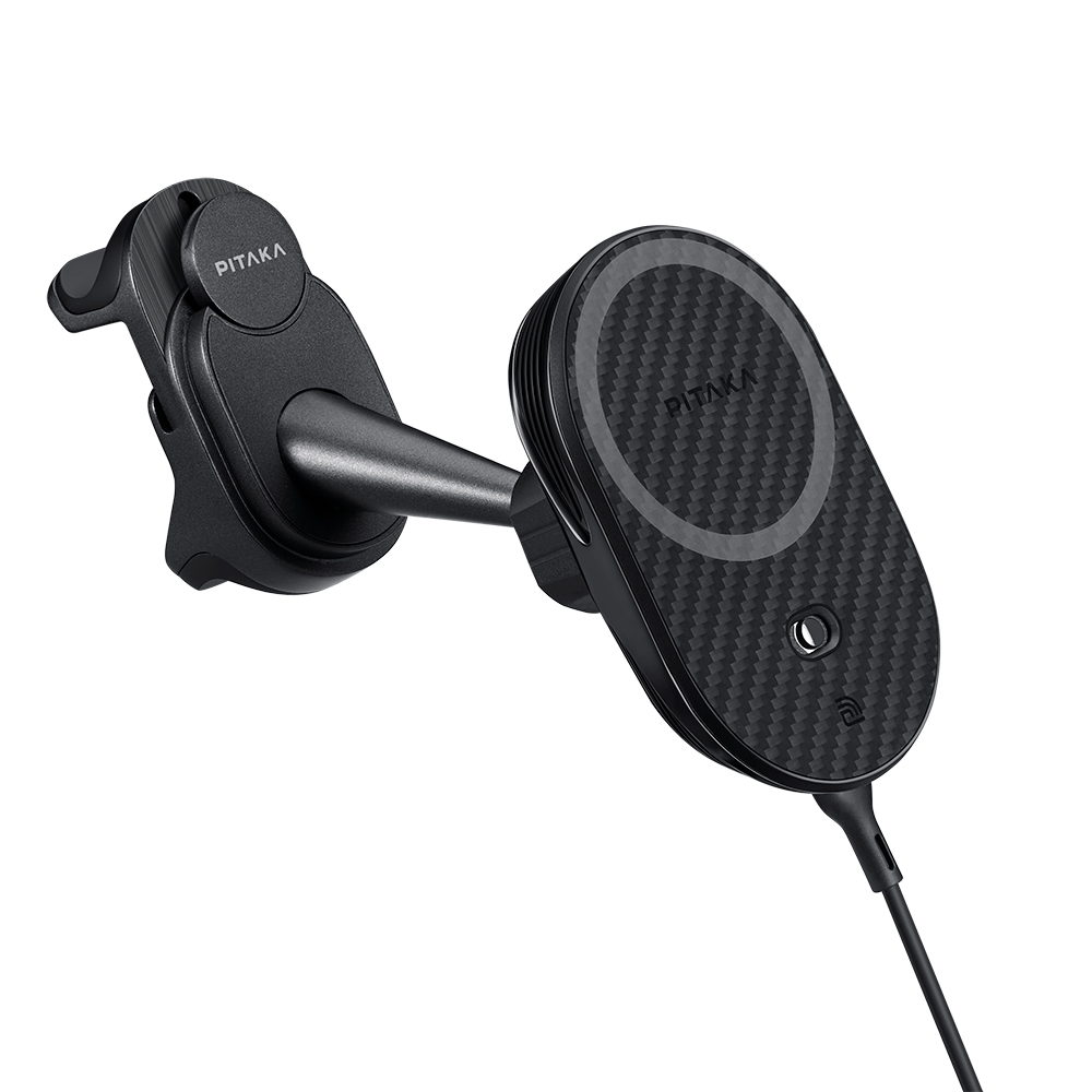 Pitaka MagEZ Pro 2 Magsafe Şarj Özellikli Qi2 Tesla Model Y ve Model 3 Uyumlu Aramid Fiber Araç Telefon Tutucu - 4