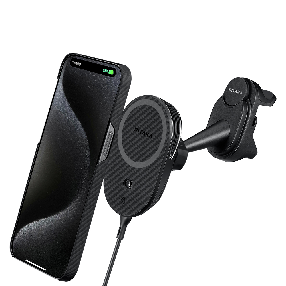 Pitaka MagEZ Pro 2 Magsafe Şarj Özellikli Qi2 Tesla Model Y ve Model 3 Uyumlu Aramid Fiber Araç Telefon Tutucu - 7