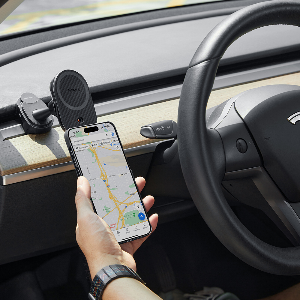 Pitaka MagEZ Pro 2 Magsafe Şarj Özellikli Qi2 Tesla Model Y ve Model 3 Uyumlu Aramid Fiber Araç Telefon Tutucu - 18