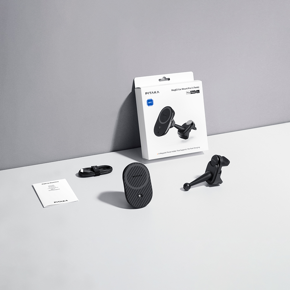 Pitaka MagEZ Pro 2 Magsafe Şarj Özellikli Qi2 Tesla Model Y ve Model 3 Uyumlu Aramid Fiber Araç Telefon Tutucu - 32