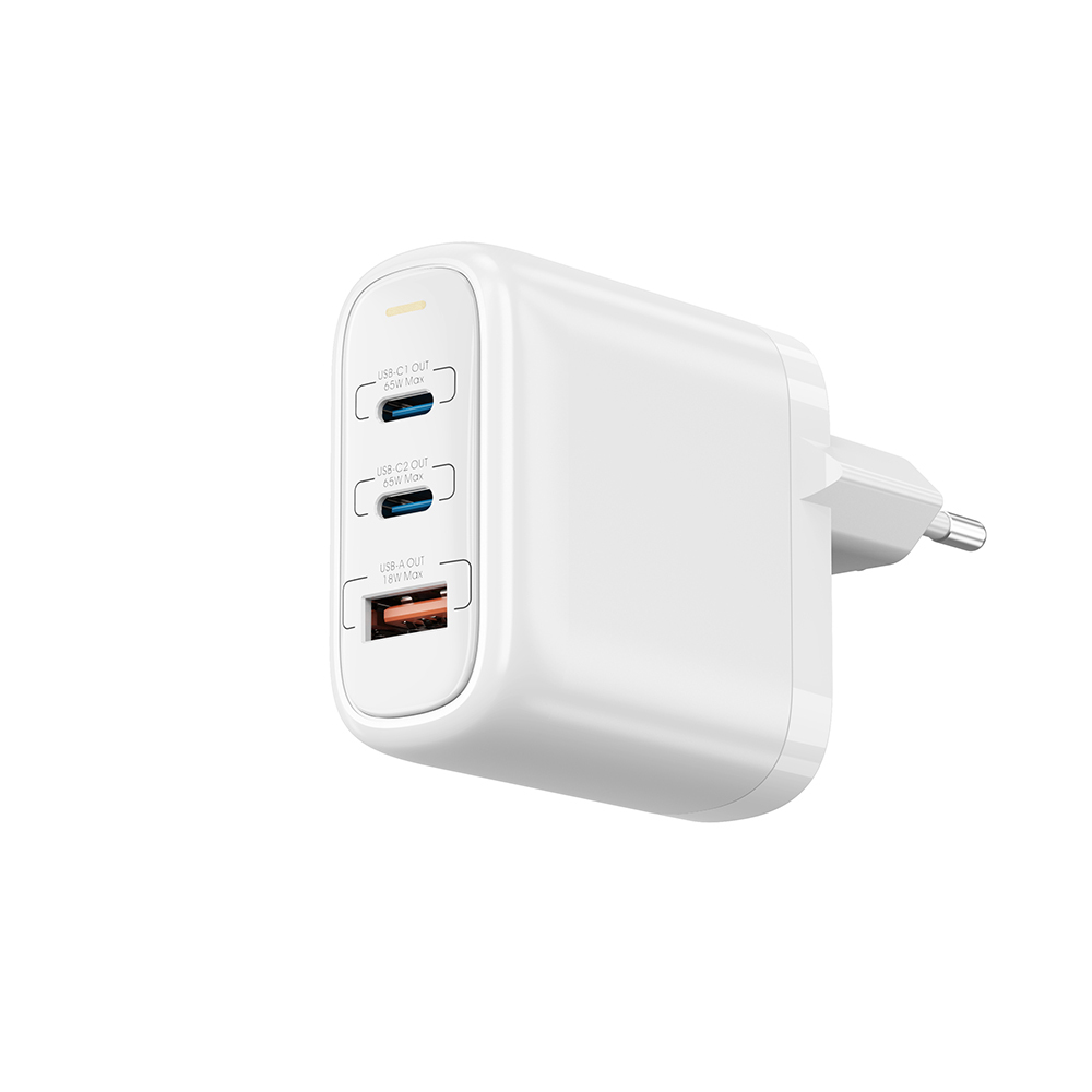 Wiwu Wi-U024 EU Serisi Dual Type-C PD & USB-A GaN Teknolojili Hızlı Şarj Başlığı 65W - 1