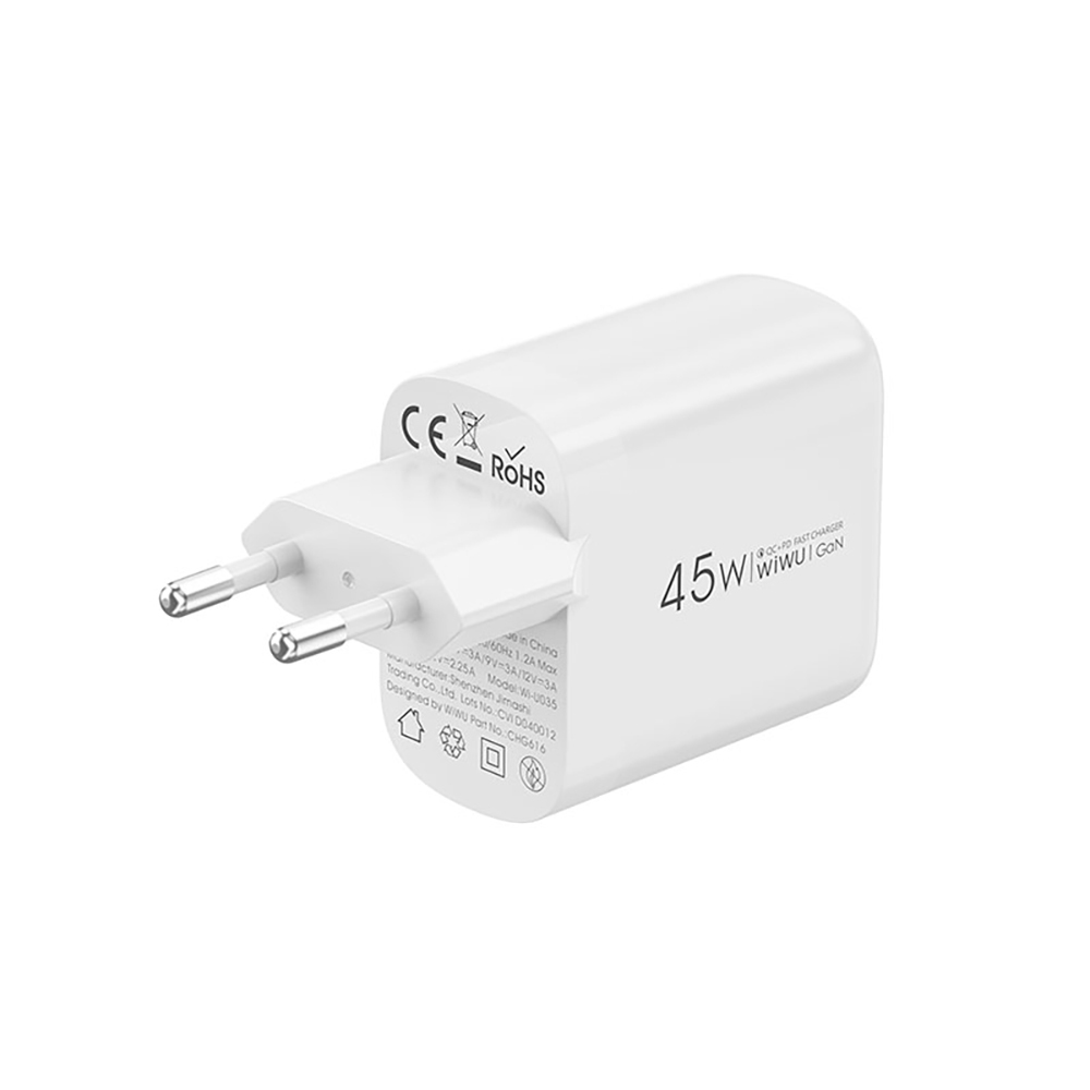 Wiwu Wi-U035 GaN Tech PD Hızlı Şarj Özellikli QC 3.0 Şarj Başlığı 45W - 1