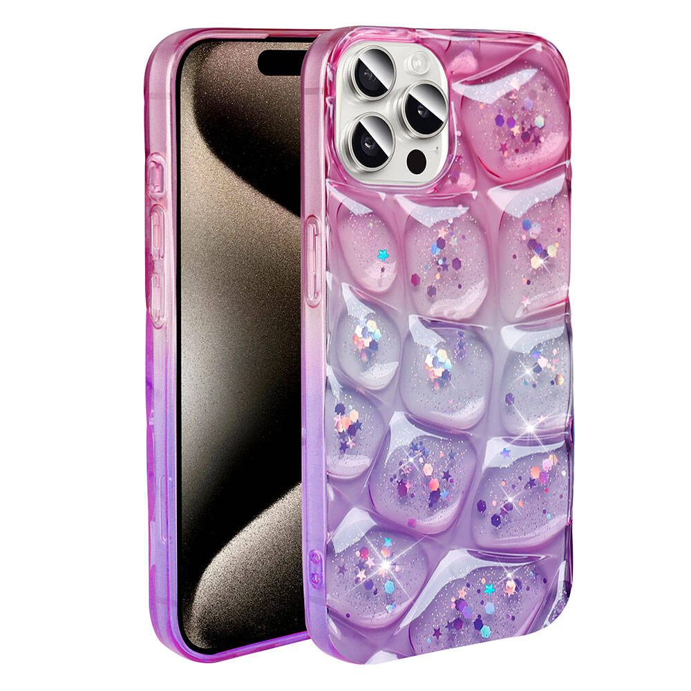 Apple iPhone 15 Pro Uyumlu Kılıf Simli 3D Desenli Zore Hacar Kapak - 2