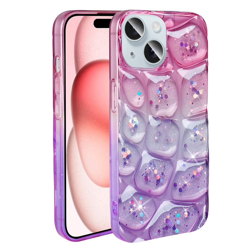 Apple iPhone 13 Uyumlu Kılıf Simli 3D Desenli Zore Hacar Kapak - 3