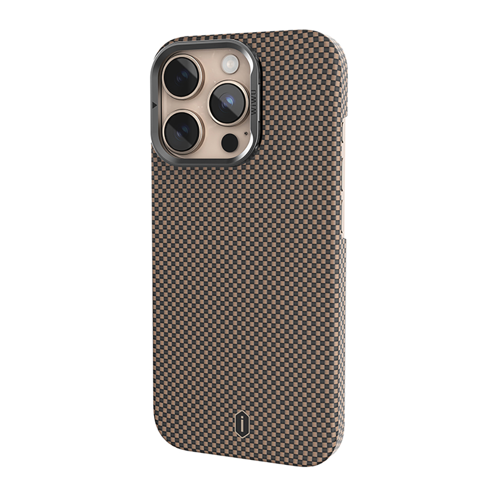 Apple iPhone 16 Pro Max Uyumlu Kılıf Wiwu DCC-208 Magsafe Şarj Özellikli Kamera Standlı Aramid Fiber Tasarım Kevlar Kapak - 10