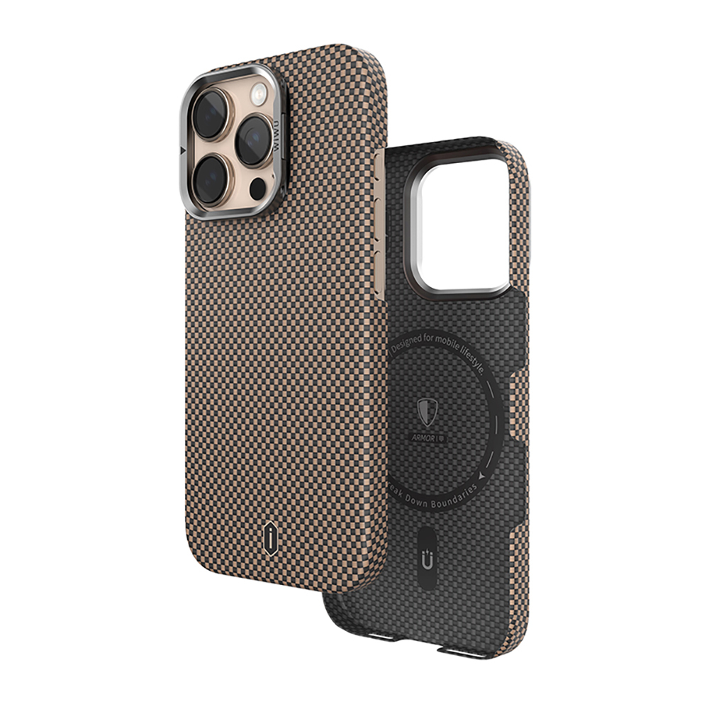 Apple iPhone 16 Pro Max Uyumlu Kılıf Wiwu DCC-208 Magsafe Şarj Özellikli Kamera Standlı Aramid Fiber Tasarım Kevlar Kapak - 11