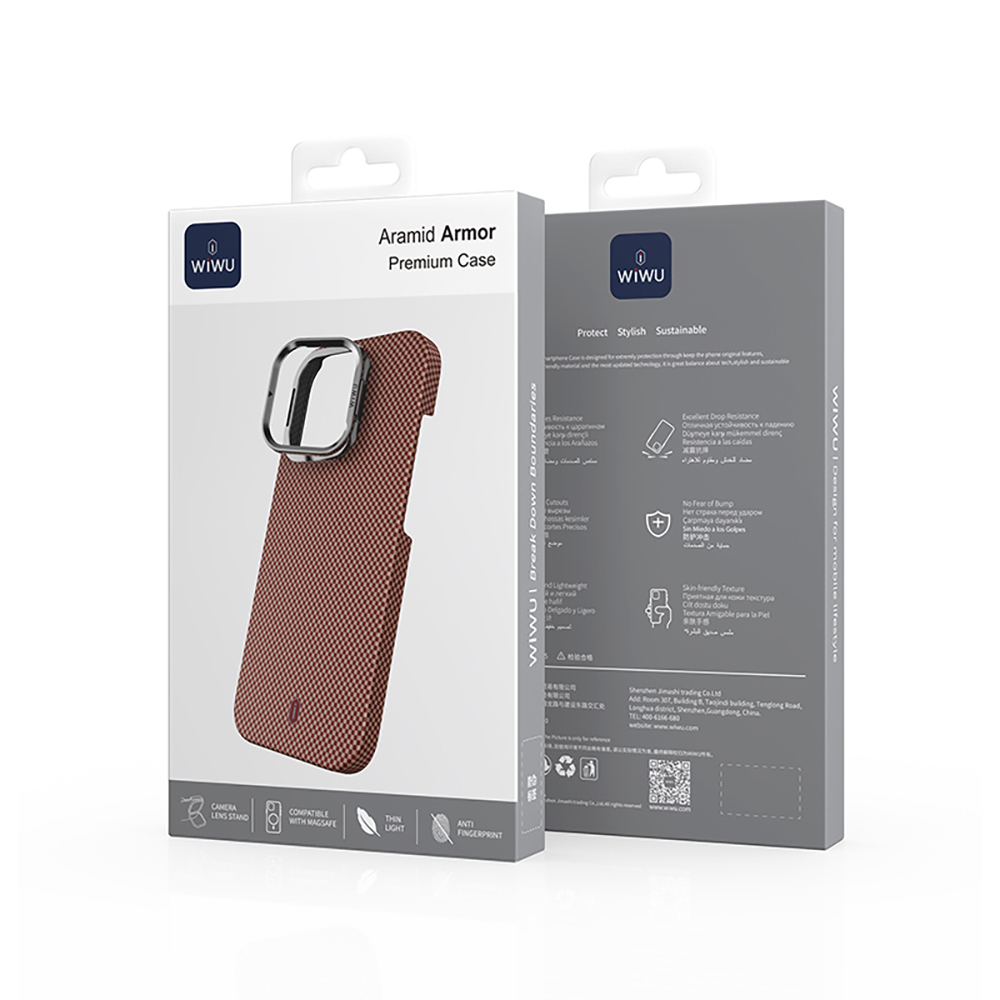 Apple iPhone 16 Pro Max Uyumlu Kılıf Wiwu DCC-208 Magsafe Şarj Özellikli Kamera Standlı Aramid Fiber Tasarım Kevlar Kapak - 23