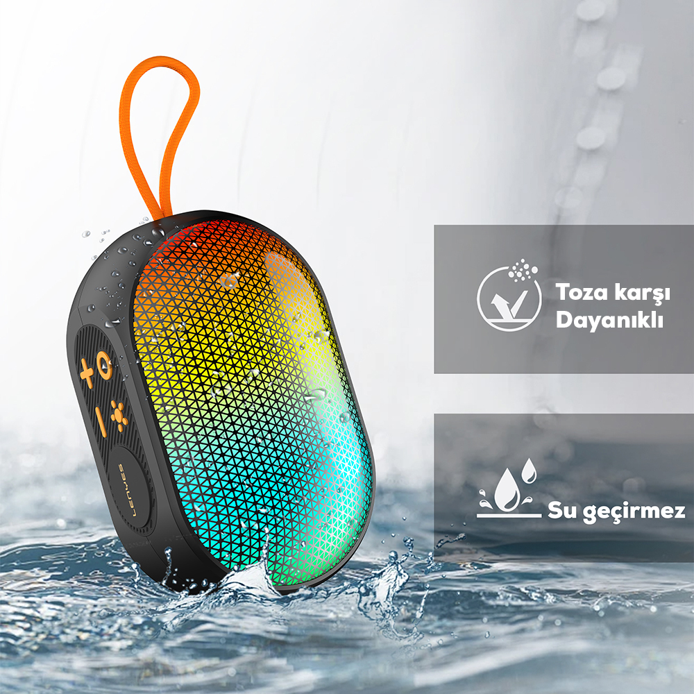 Lenyes S212 Su Geçirmez RGB Işıklı Askılı Taşınabilir Kablosuz Bluetooth Hoparlör v5.3 - 6