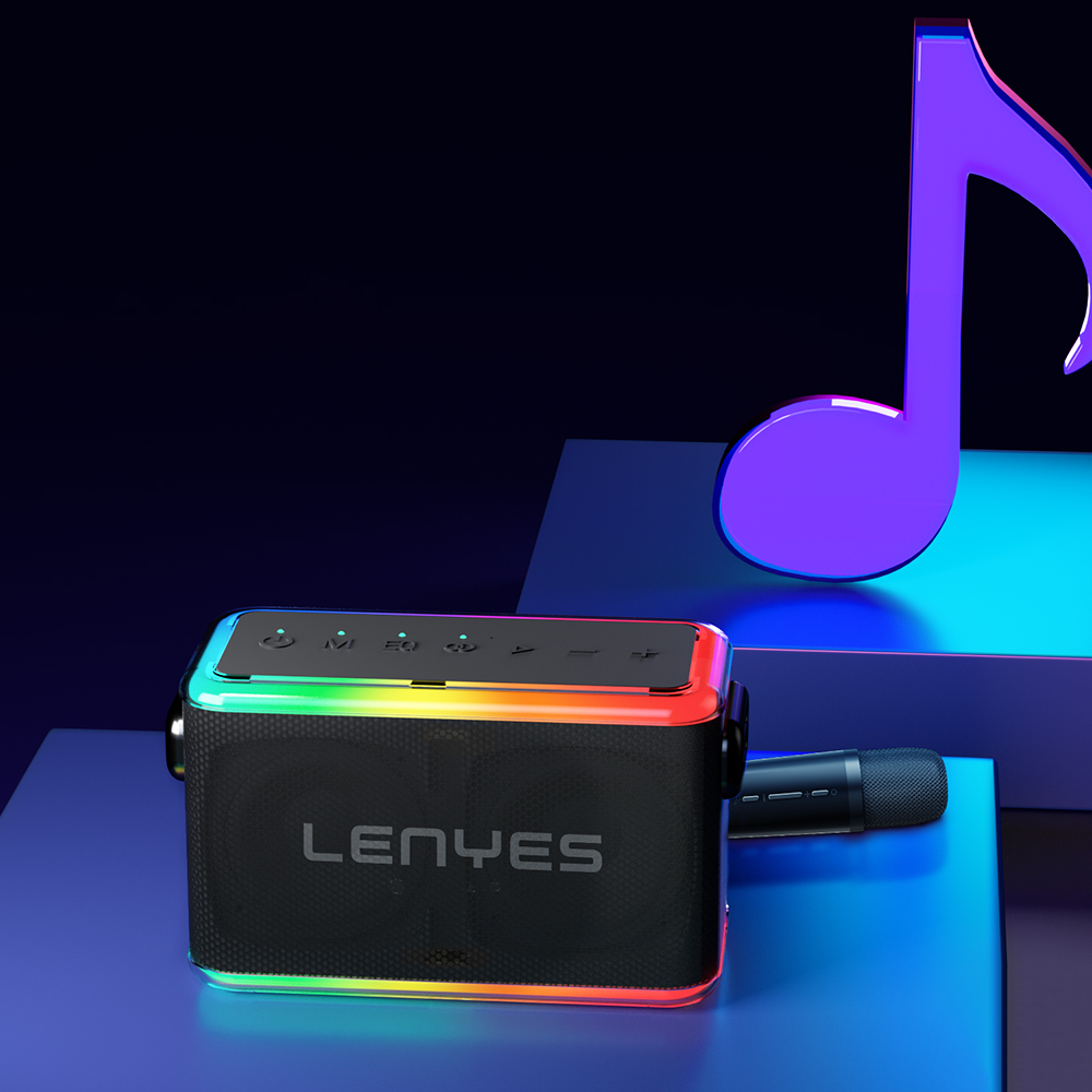 Lenyes S834 RGB Led Işıklı Bluetooth Speaker Hoparlör ve Karaoke Bluetooth Mikrofon - 2