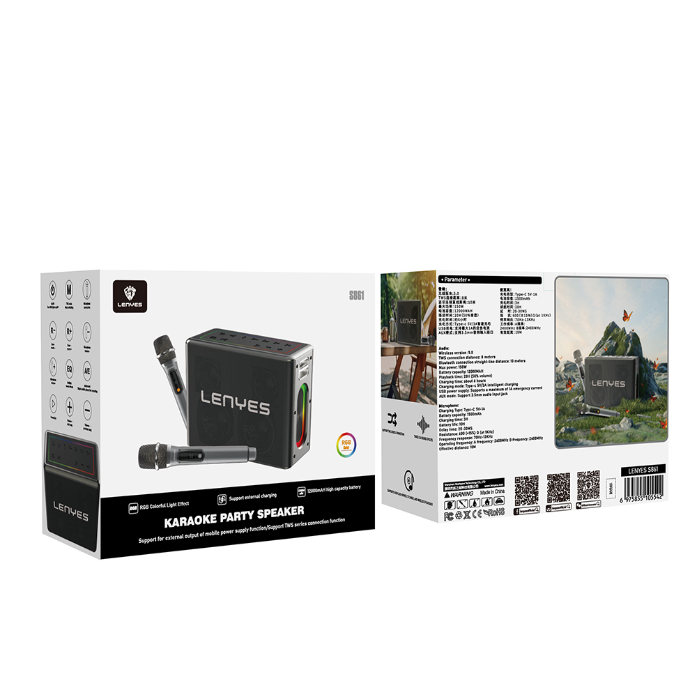 Lenyes S861 12.000mAh Powerbank Özellikli Çift Mikrofonlu Bluetooth Speaker Hoparlör v5.0 - 3