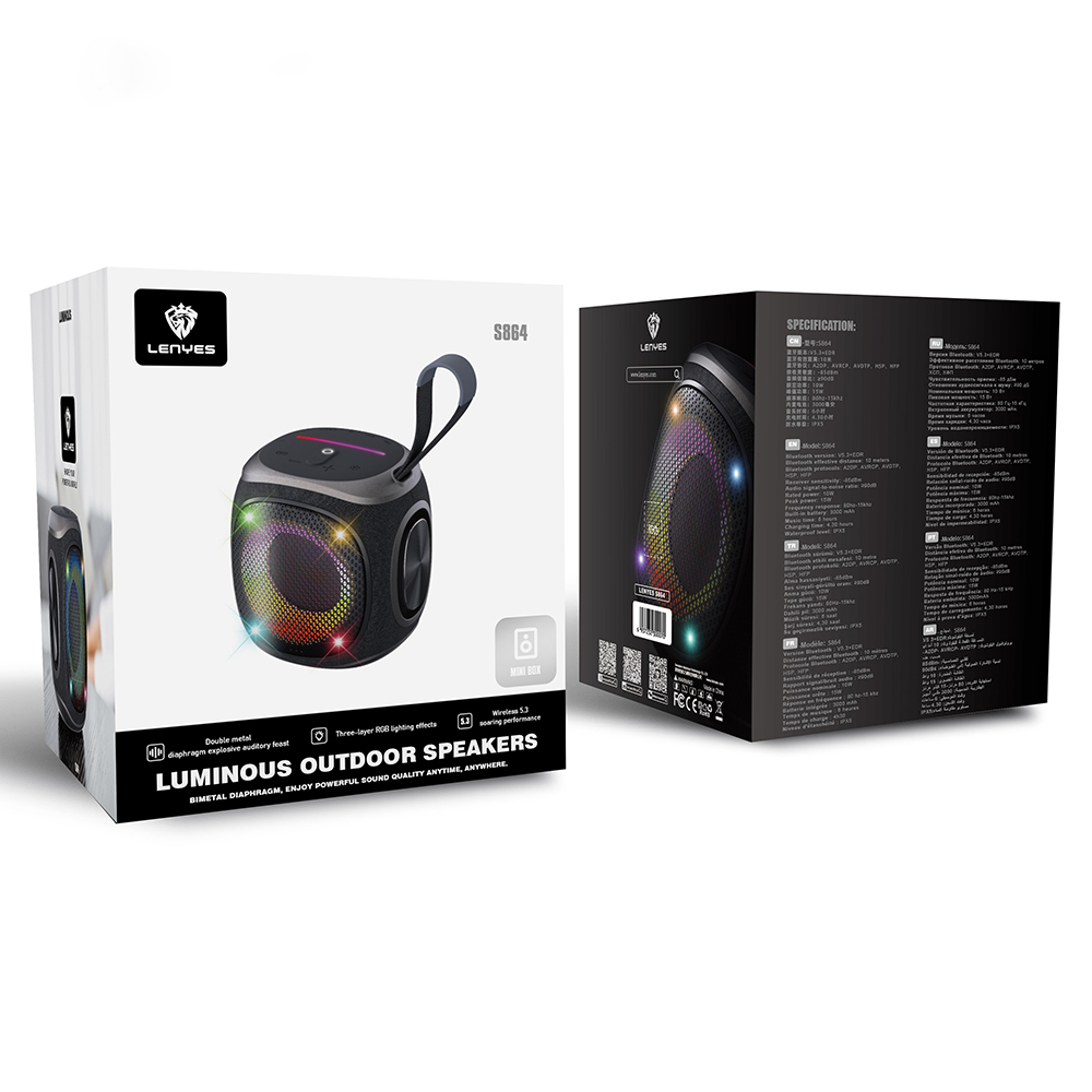 Lenyes S864 RGB Işıklı Taşınabilir TWS Bluetooth Speaker Hoparlör v5.3 - 6