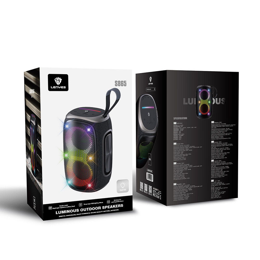 Lenyes S865 Luminous Serisi Su Geçirmez Çoklu Giriş RGB Işıklı TWS Bluetooth Hoparlör v5.3 40W - 8