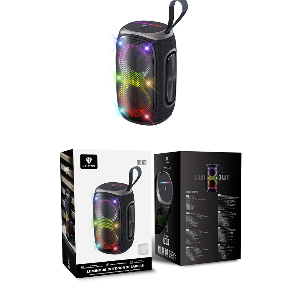 Lenyes S865 Luminous Serisi Su Geçirmez Çoklu Giriş RGB Işıklı TWS Bluetooth Hoparlör v5.3 40W - 9