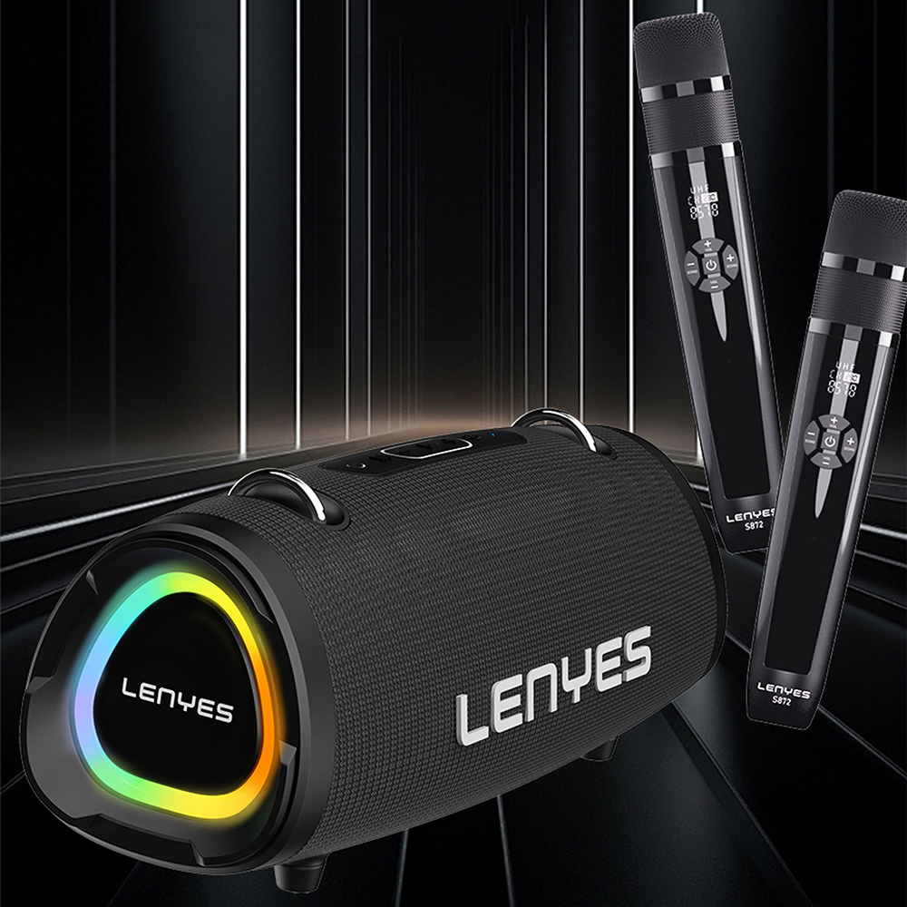 Lenyes S872 RGB Işıklı Taşınabilir Çift Mikrofonlu TWS Bluetooth Speaker Hoparlör v5.3 - 1
