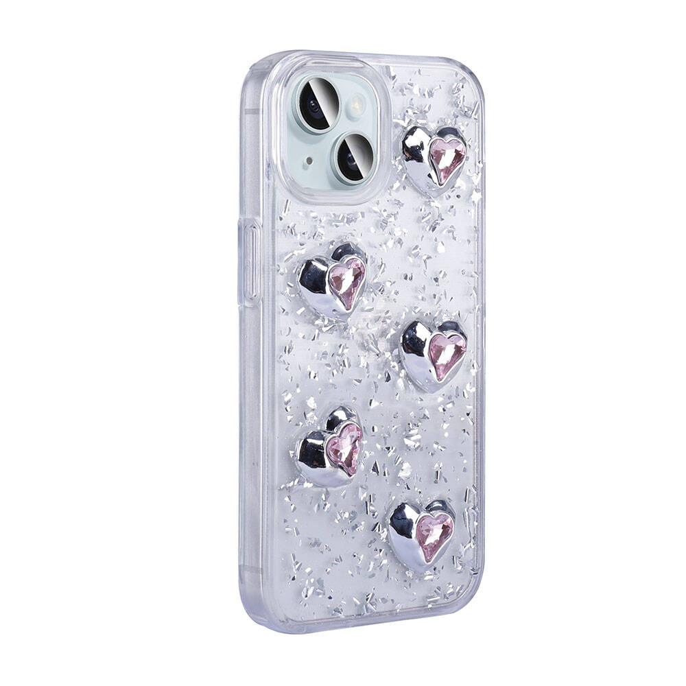 Apple iPhone 15 Uyumlu Kılıf Airbagli Simli Arka Yüzey Zore Işıltı Silikon Kapak - 2