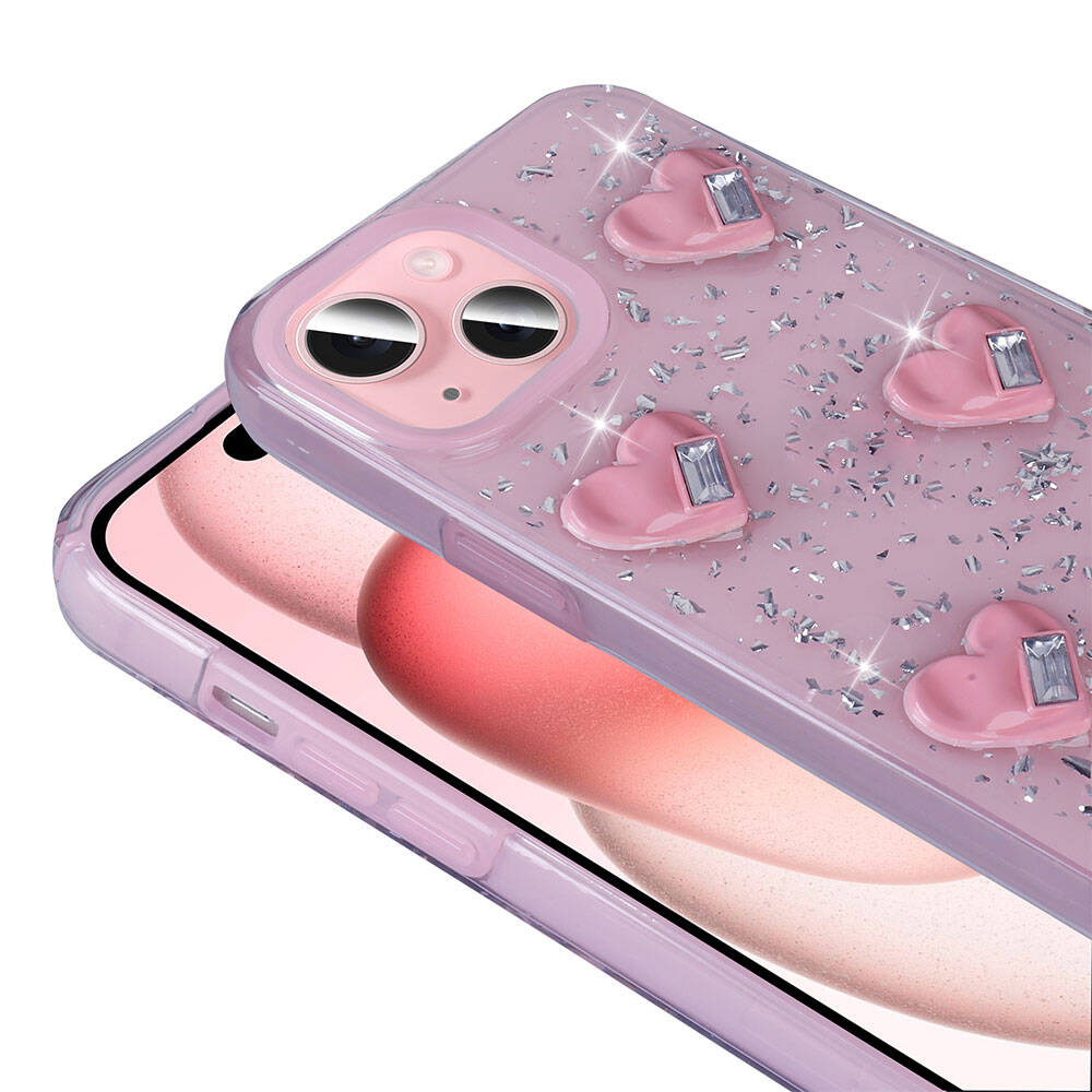 Apple iPhone 15 Uyumlu Kılıf Airbagli Simli Arka Yüzey Zore Işıltı Silikon Kapak - 7