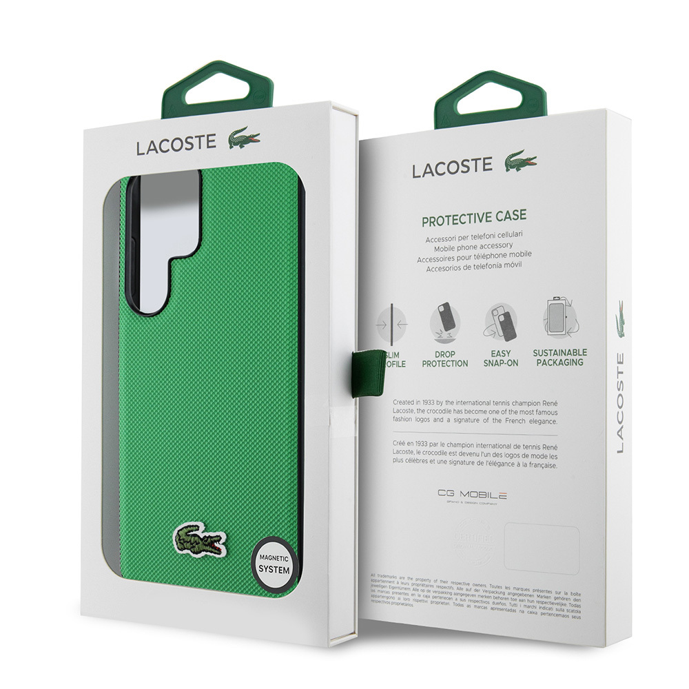 Samsung Galaxy S25 Ultra Uyumlu Kılıf Lacoste Orjinal Lisanslı PU Pike Desenli Arka Yüzey İkonik Timsah Dokuma Logolu Kapak - 7