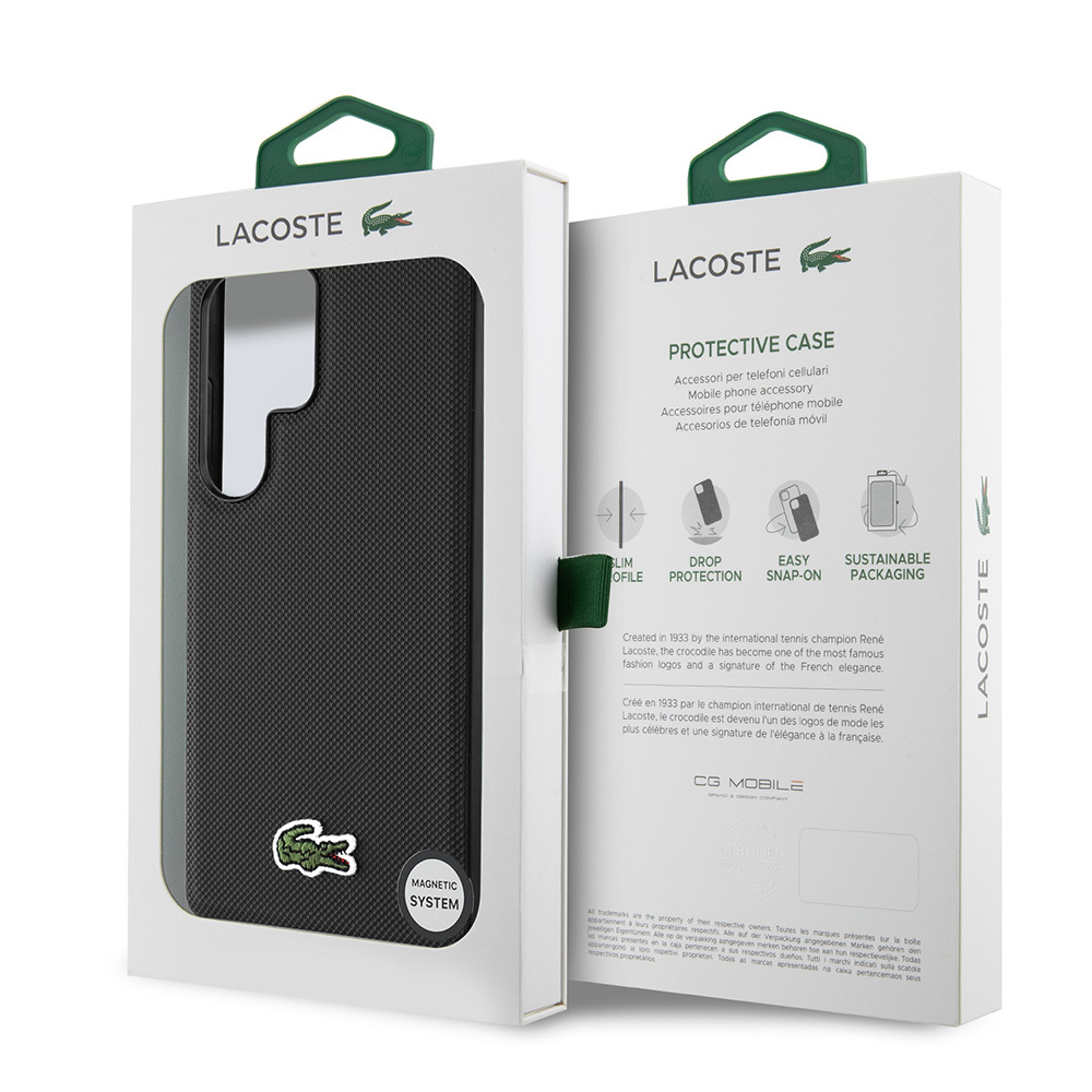 Samsung Galaxy S25 Ultra Uyumlu Kılıf Lacoste Orjinal Lisanslı PU Pike Desenli Arka Yüzey İkonik Timsah Dokuma Logolu Kapak - 14