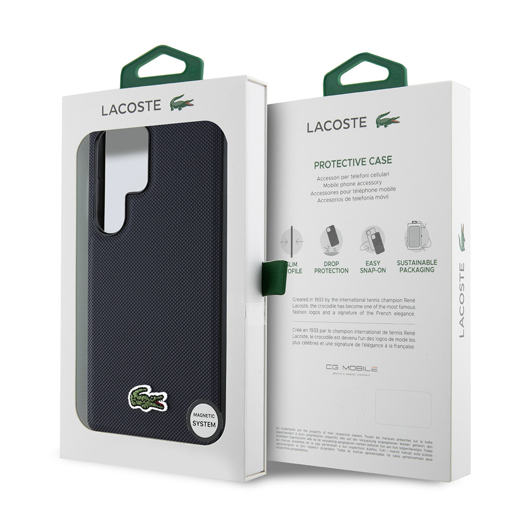 Samsung Galaxy S25 Ultra Uyumlu Kılıf Lacoste Orjinal Lisanslı PU Pike Desenli Arka Yüzey İkonik Timsah Dokuma Logolu Kapak - 21