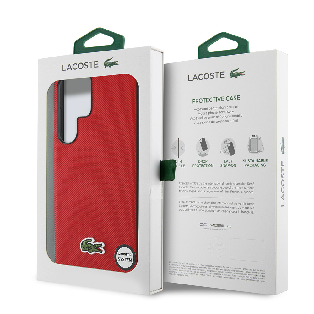 Samsung Galaxy S25 Ultra Uyumlu Kılıf Lacoste Orjinal Lisanslı PU Pike Desenli Arka Yüzey İkonik Timsah Dokuma Logolu Kapak - 28