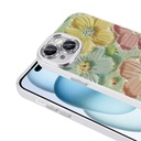 Apple iPhone 15 Uyumlu Kılıf Çiçek Desenli Parlak Taşlı Sert Silikon Zore Garden Kapak - 3