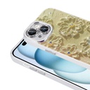 Apple iPhone 15 Uyumlu Kılıf Çiçek Desenli Parlak Taşlı Sert Silikon Zore Garden Kapak - 6