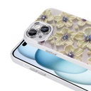 Apple iPhone 15 Uyumlu Kılıf Çiçek Desenli Parlak Taşlı Sert Silikon Zore Garden Kapak - 9