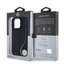 Apple iPhone 16 Pro Max Uyumlu Kılıf Mercedes Benz Orjinal Lisanslı Magsafe Şarj Özellikli 3D Metal Logolu Mavi Dikey Eğri Çizgili Deri Kapak - 7