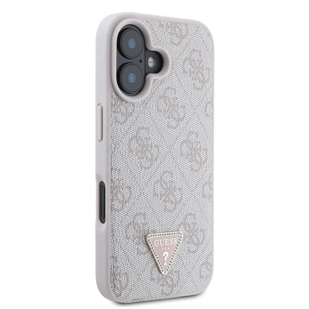 Apple iPhone 16 Uyumlu Kılıf Guess Orjinal Lisanslı PU Deri Taşlı Üçgen Logo 4G Desenli Strass Kapak - 17