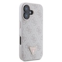 Apple iPhone 16 Uyumlu Kılıf Guess Orjinal Lisanslı PU Deri Taşlı Üçgen Logo 4G Desenli Strass Kapak - 17
