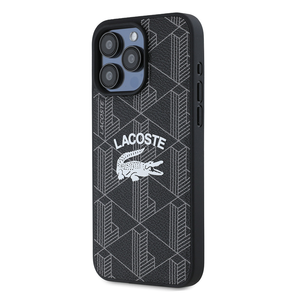 Apple iPhone 15 Pro Max Uyumlu Kılıf Lacoste Orjinal Lisanslı Magsafe Şarj Özellikli Mono Vintage Logo Kapak - 1