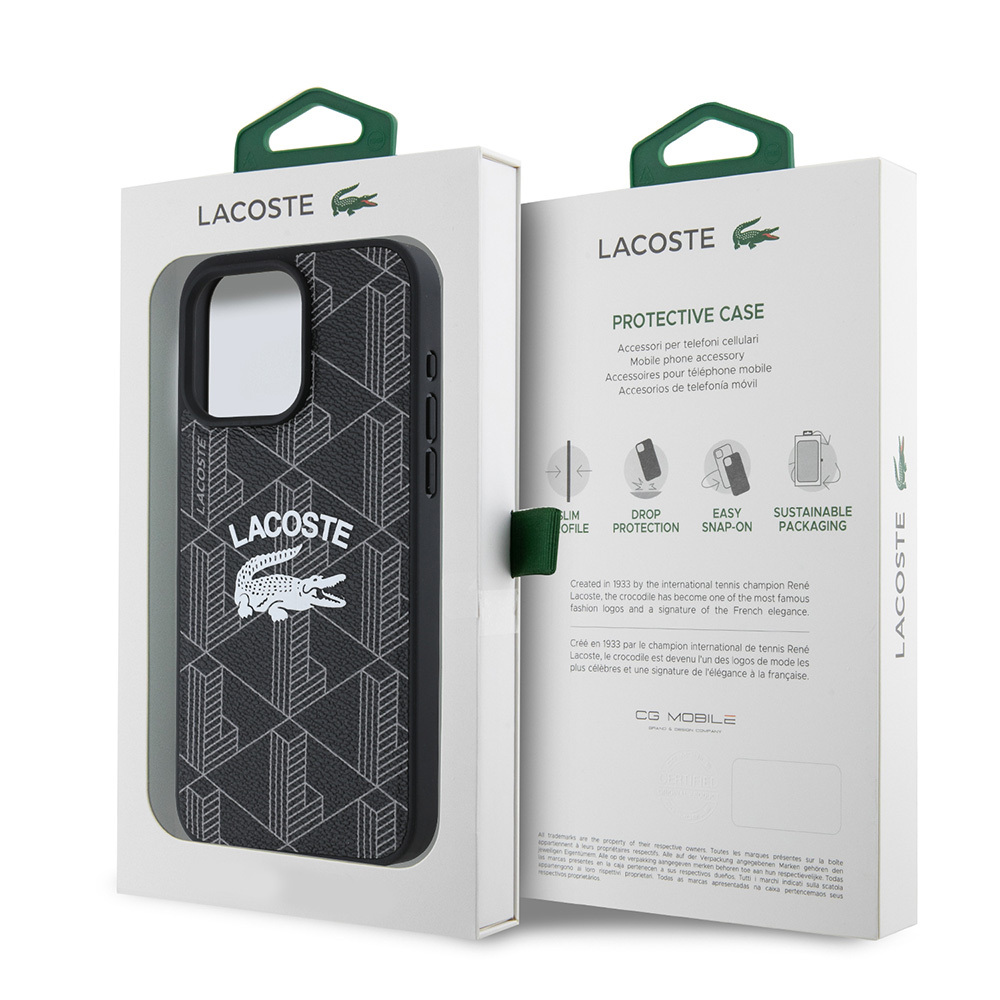 Apple iPhone 15 Pro Max Uyumlu Kılıf Lacoste Orjinal Lisanslı Magsafe Şarj Özellikli Mono Vintage Logo Kapak - 6
