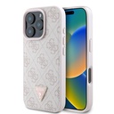 Apple iPhone 16 Pro Uyumlu Kılıf Guess Orjinal Lisanslı PU Deri Taşlı Üçgen Logo 4G Desenli Strass Kapak - 6