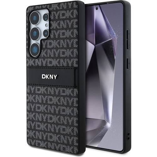 Samsung Galaxy S25 Ultra Uyumlu Kılıf DKNY Orjinal Lisanslı Kartlıklı 3D Yazılı Repeat Texture Pattern Kapak