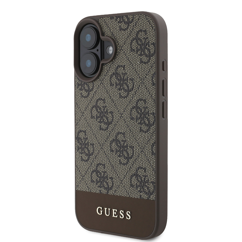 Apple iPhone 16 Uyumlu Kılıf Guess Orjinal Lisanslı PU Deri Şerit Logo Dizaynlı Kapak - 1