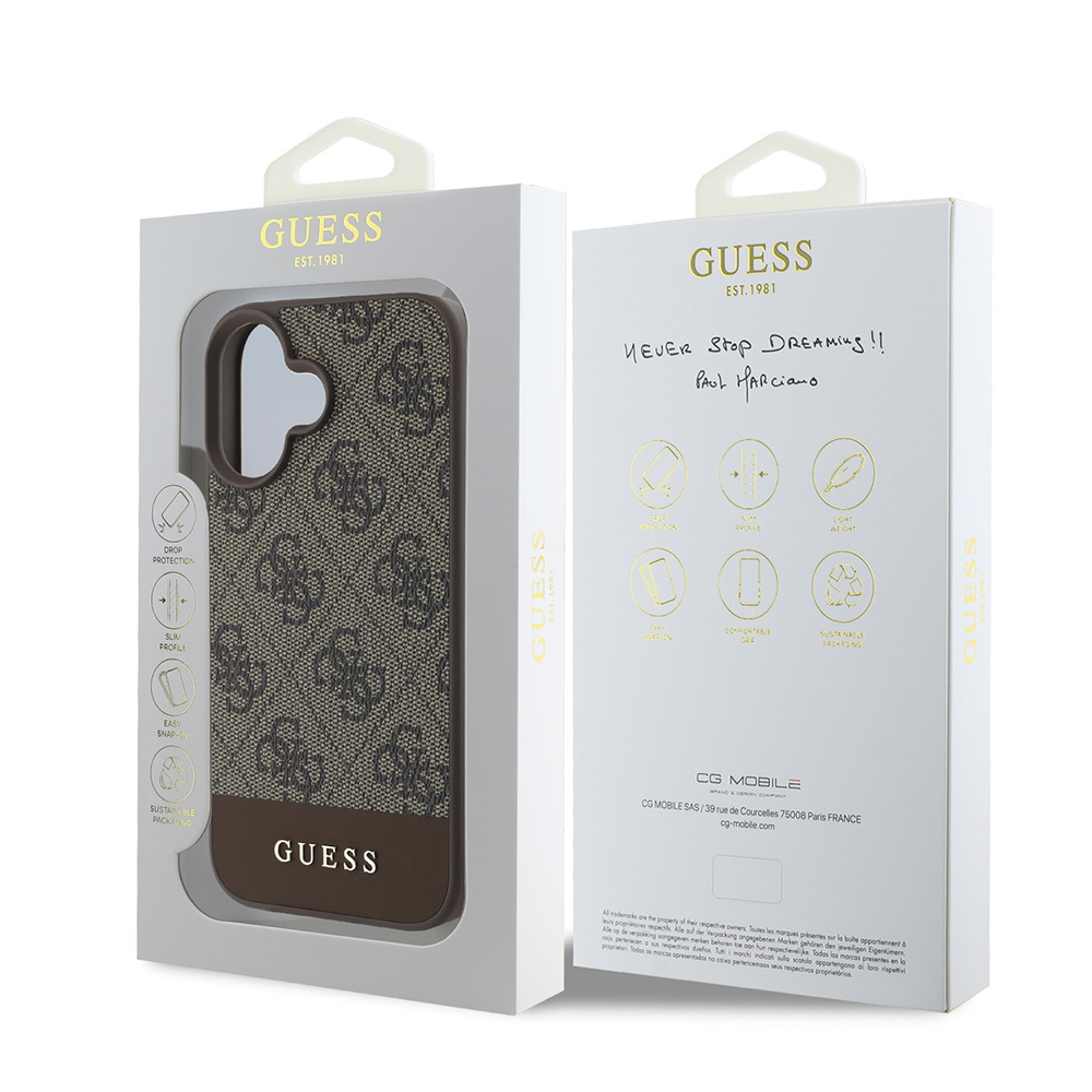 Apple iPhone 16 Uyumlu Kılıf Guess Orjinal Lisanslı PU Deri Şerit Logo Dizaynlı Kapak - 7