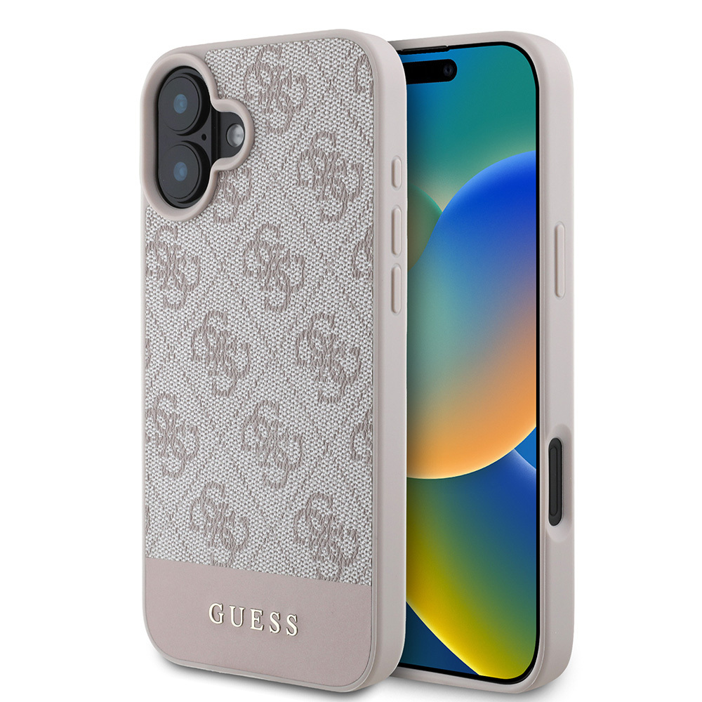 Apple iPhone 16 Uyumlu Kılıf Guess Orjinal Lisanslı PU Deri Şerit Logo Dizaynlı Kapak - 8