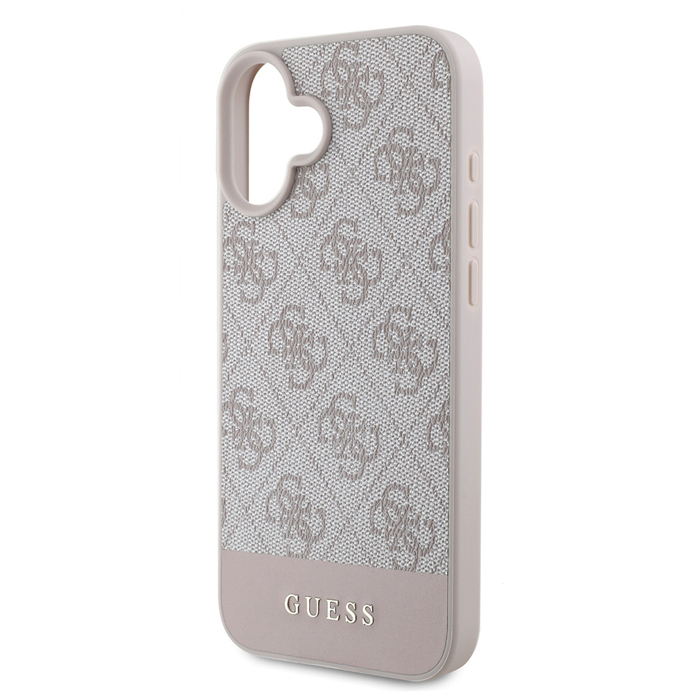 Apple iPhone 16 Uyumlu Kılıf Guess Orjinal Lisanslı PU Deri Şerit Logo Dizaynlı Kapak - 12