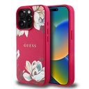 Apple iPhone 15 Pro Max Uyumlu Kılıf Guess Orjinal Lisanslı Magsafe Şarj Özellikli Taneli Çiçek Tasarımlı Metal Yazı Logolu Kapak - 8