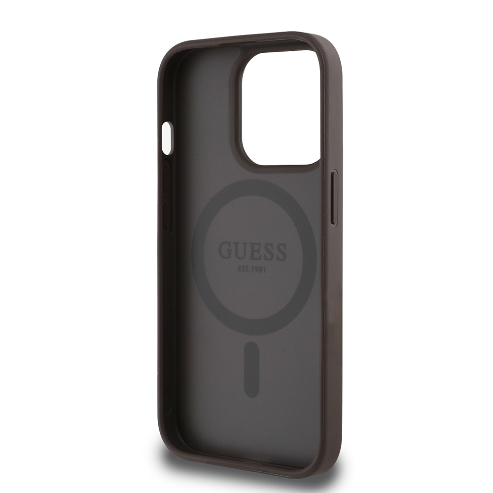 Apple iPhone 14 Pro Max Uyumlu Kılıf Guess Orjinal Lisanslı Magsafe Şarj Özellikli Yazı Logolu Circle Classic Kapak - 13