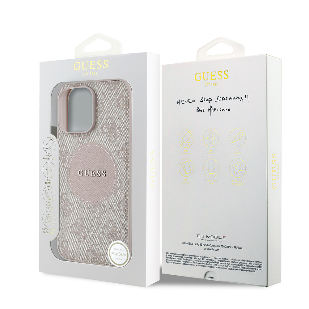 Apple iPhone 14 Pro Max Uyumlu Kılıf Guess Orjinal Lisanslı M-safe Şarj Özellikli Yazı Logolu Circle Classic Kapak - 21