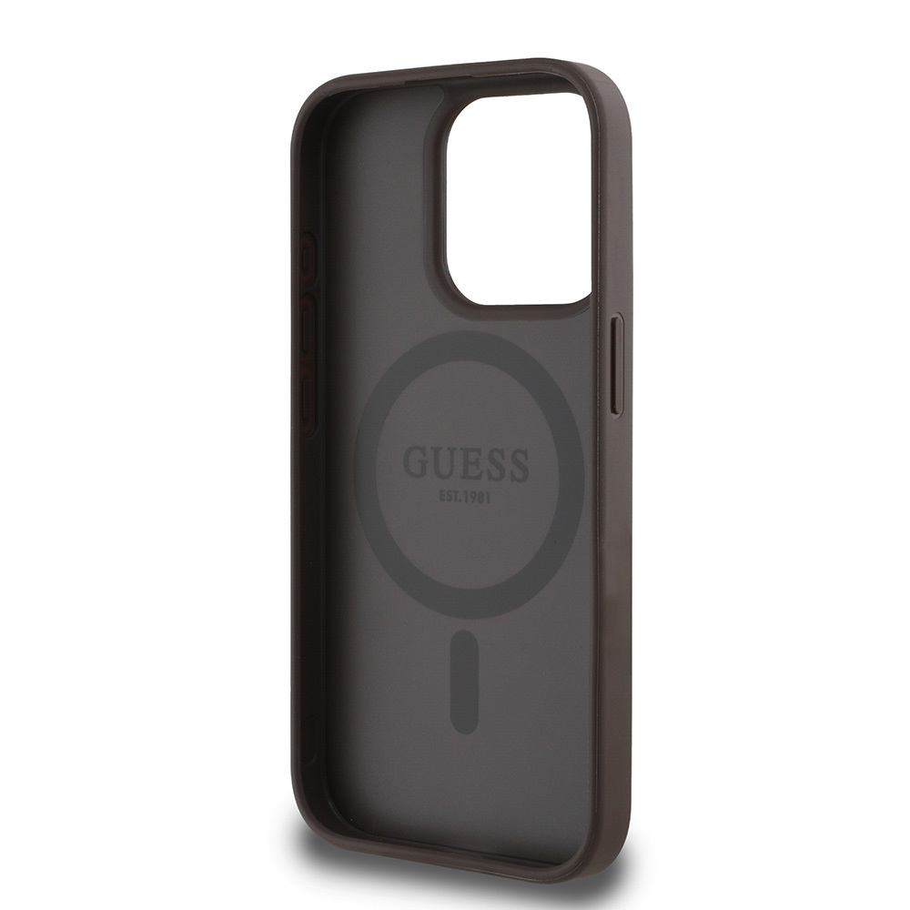 Apple iPhone 15 Pro Max Uyumlu Kılıf Guess Orjinal Lisanslı Magsafe Şarj Özellikli Yazı Logolu Circle Classic Kapak - 13
