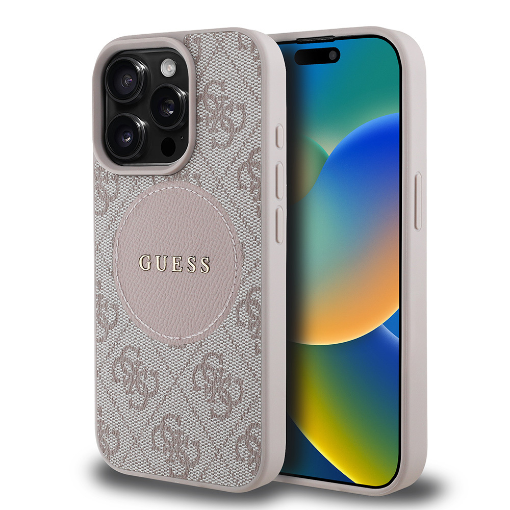 Apple iPhone 15 Pro Max Uyumlu Kılıf Guess Orjinal Lisanslı Magsafe Şarj Özellikli Yazı Logolu Circle Classic Kapak - 15