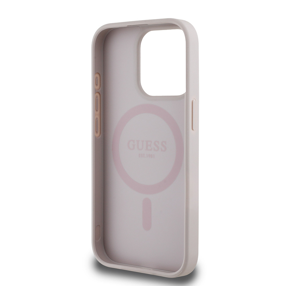 Apple iPhone 15 Pro Max Uyumlu Kılıf Guess Orjinal Lisanslı Magsafe Şarj Özellikli Yazı Logolu Circle Classic Kapak - 20