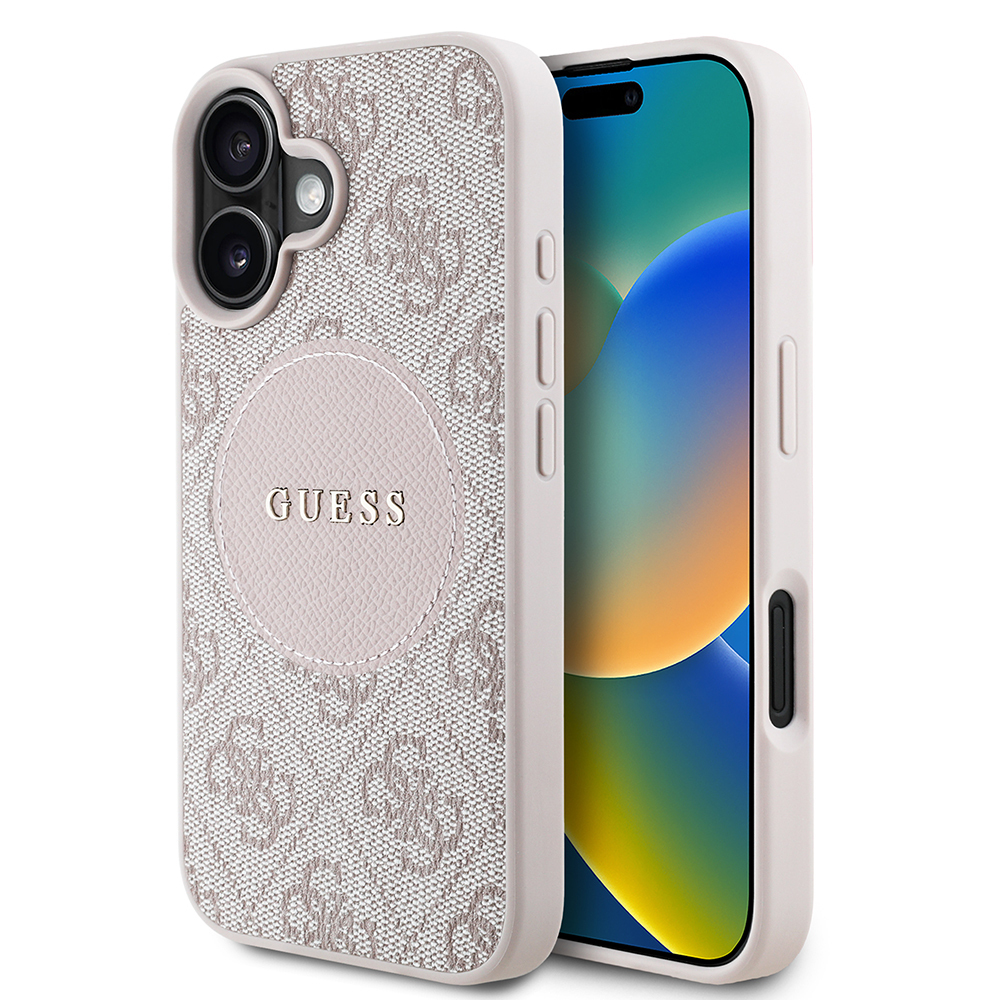 Apple iPhone 16 Uyumlu Kılıf Guess Orjinal Lisanslı Magsafe Şarj Özellikli Yazı Logolu Circle Classic Kapak - 1