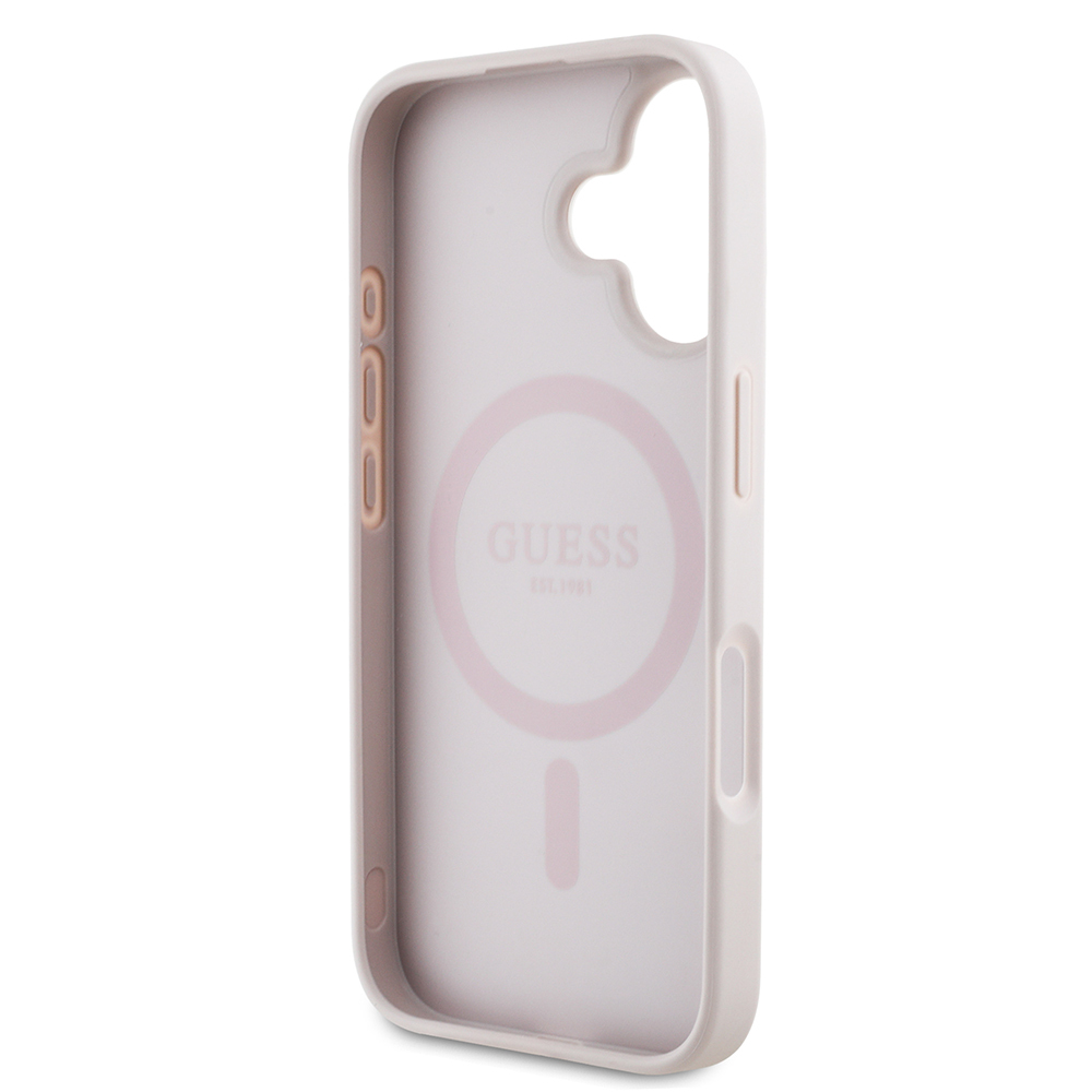 Apple iPhone 16 Uyumlu Kılıf Guess Orjinal Lisanslı Magsafe Şarj Özellikli Yazı Logolu Circle Classic Kapak - 6