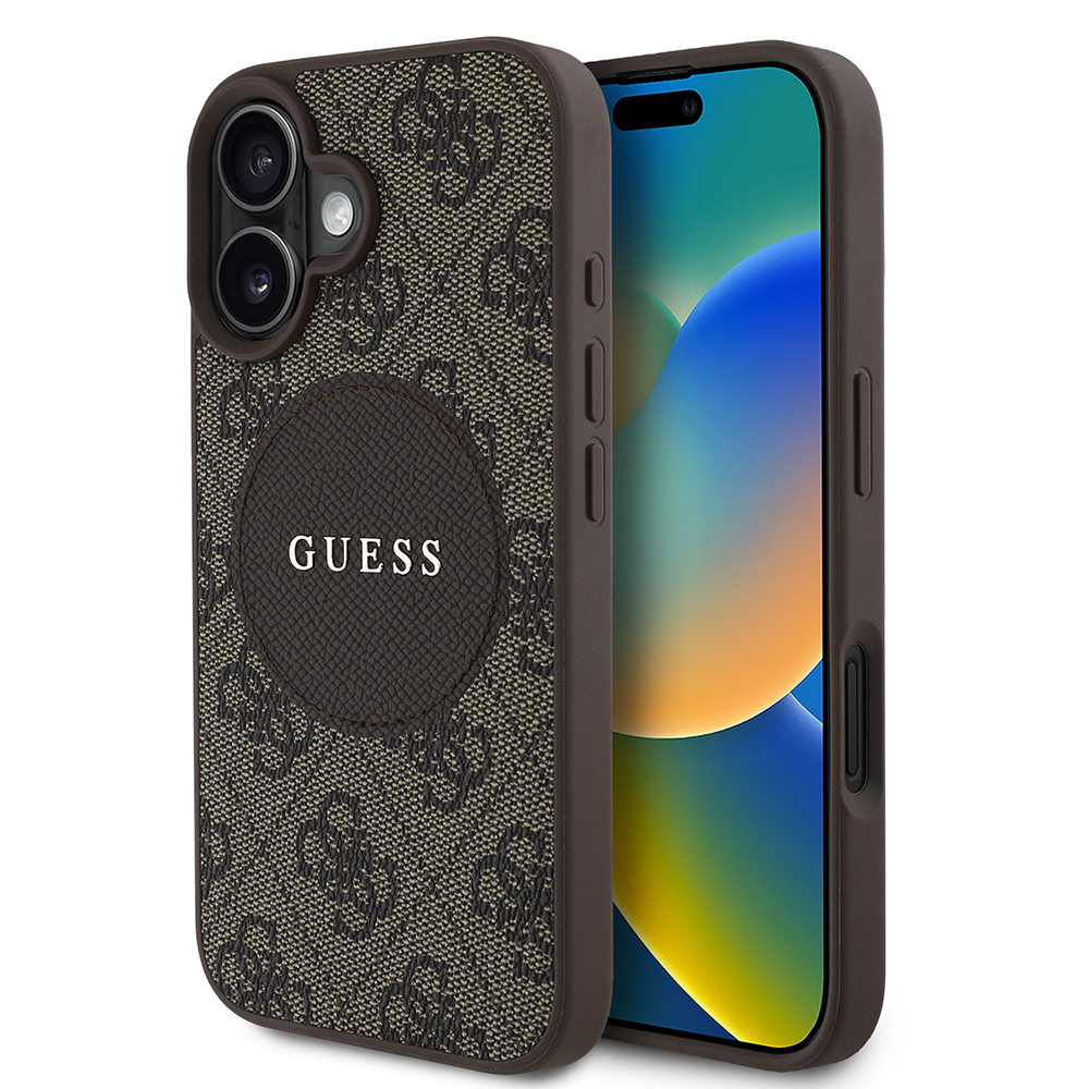 Apple iPhone 16 Uyumlu Kılıf Guess Orjinal Lisanslı Magsafe Şarj Özellikli Yazı Logolu Circle Classic Kapak - 8